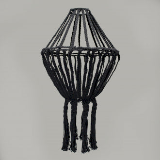 Macrame Large Drop Chandelier - Black
