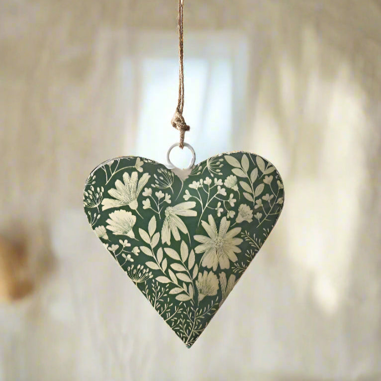 Green Floral Heart Hanger
