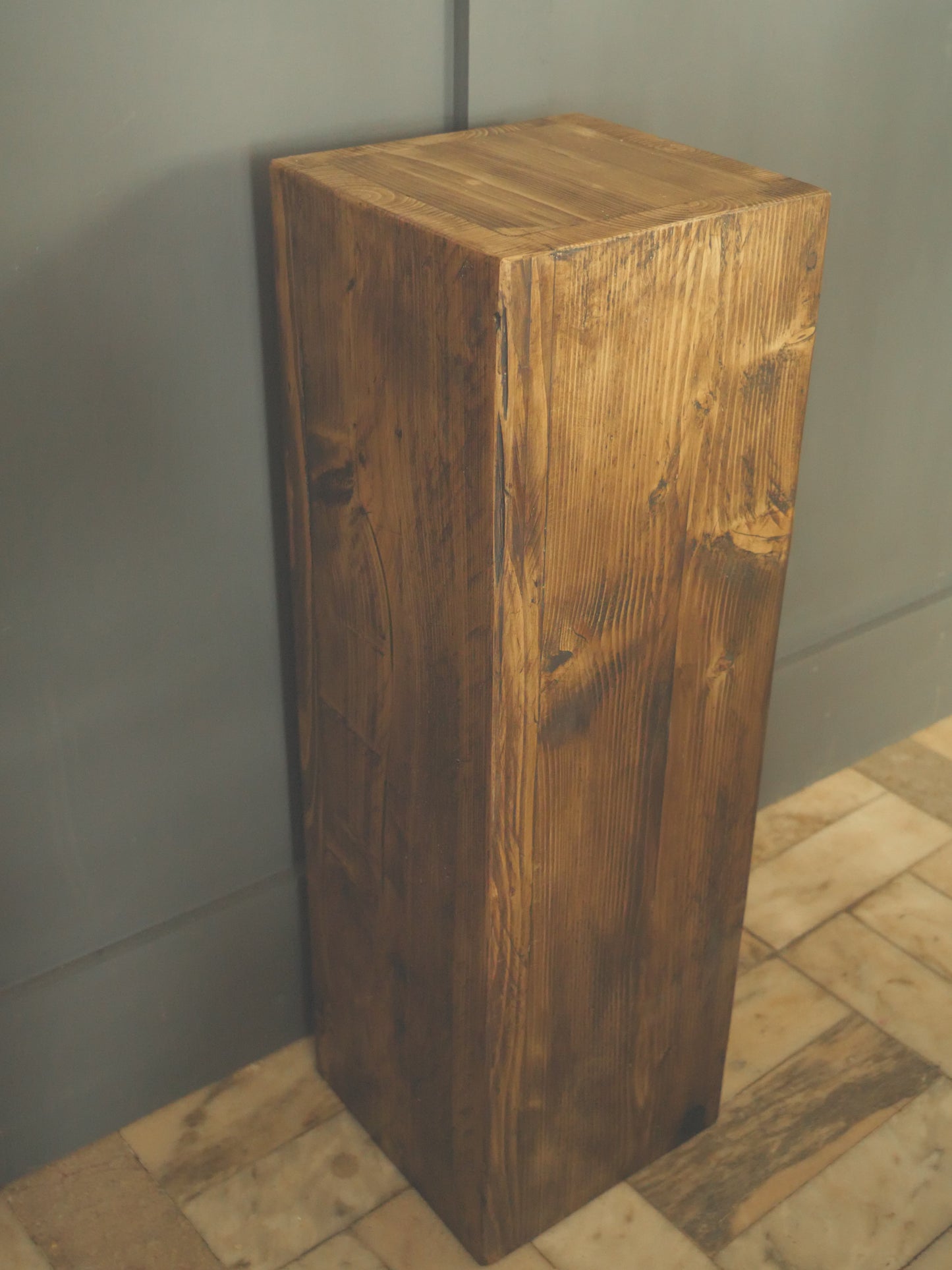 2 WOODEN RUSTIC Pilar Tables | Pair of Square PLANT pot stands, Bedside Hallway Entrance tidy, Sofa side table. Custom Size and Colour