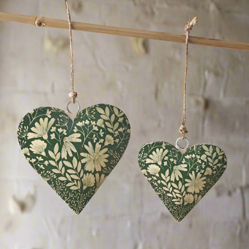 Green Floral Heart Hanger