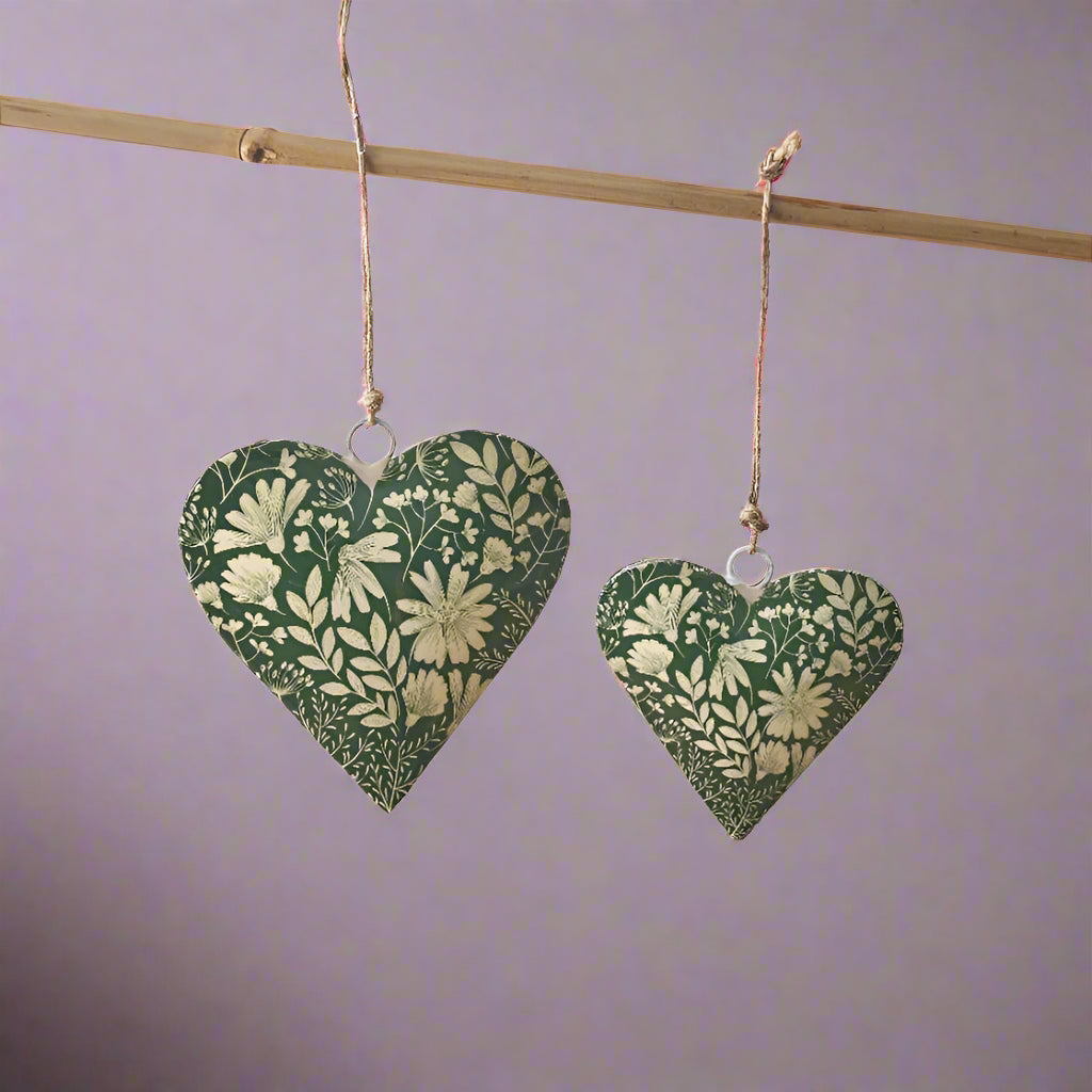 Green Floral Hanging Heart
