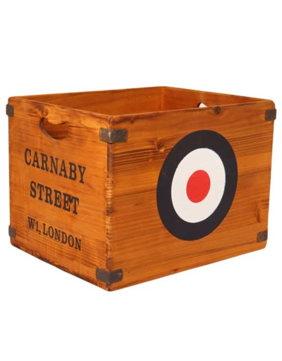 Antiqued Wooden "Carnaby Street" LP Storage Box Medium