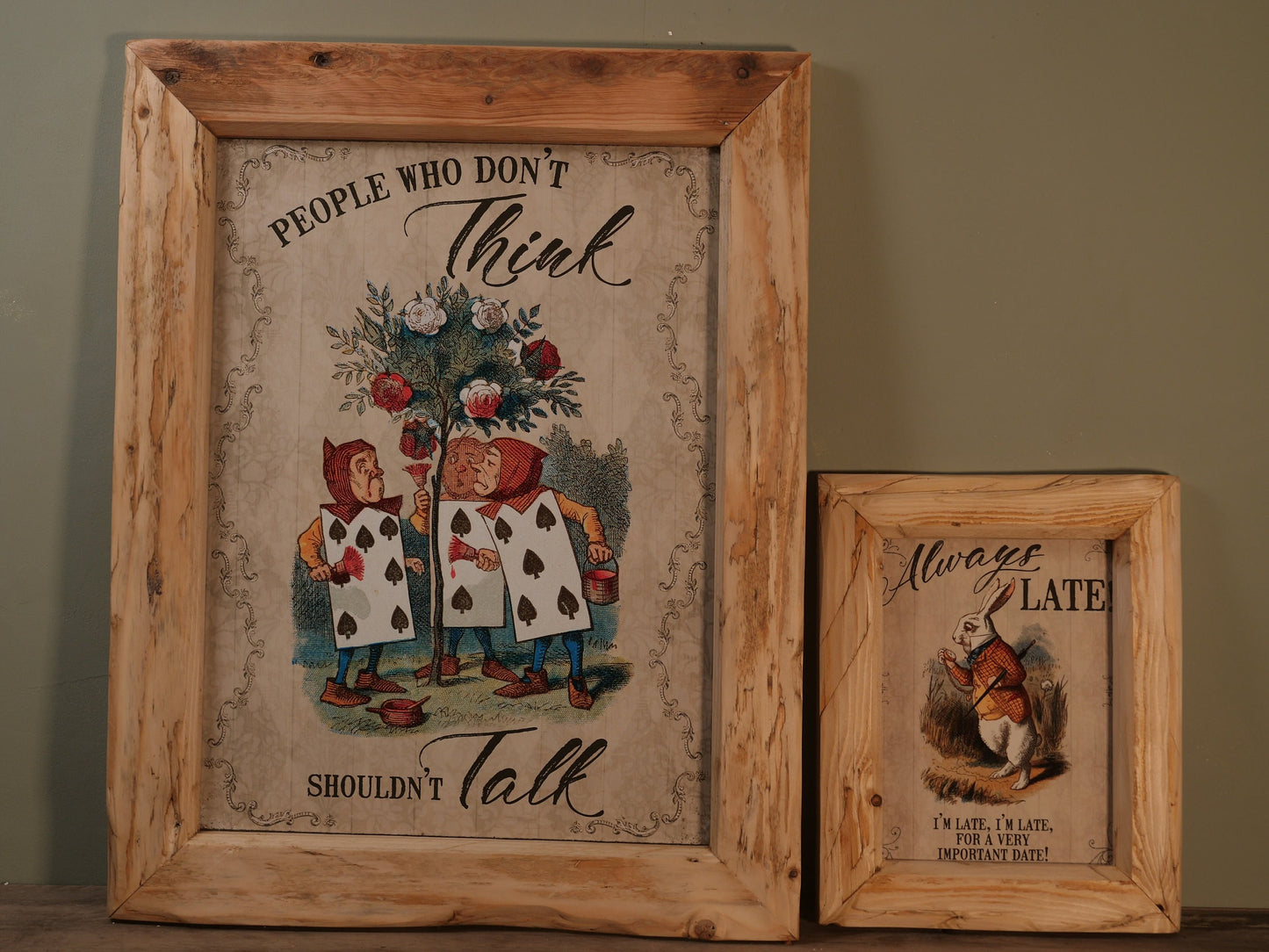 ALICE in WONDERLAND - Always Late! - Small FRAMED metal Picture