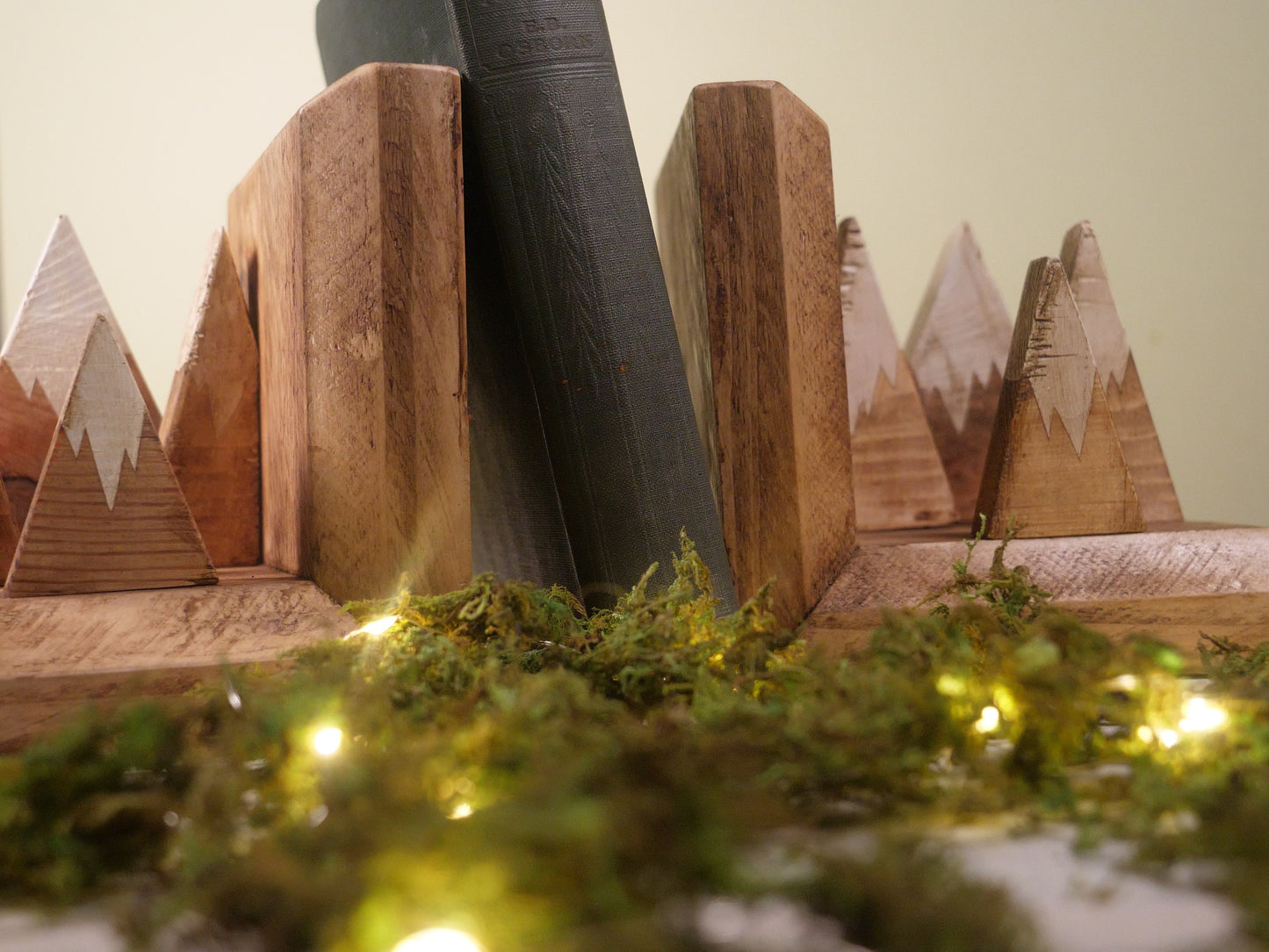 Rustic MOUNTAIN Wooden BOOKENDS | country home décor sturdy book ORGANISER accessories vintage natural design colour options perfect gift