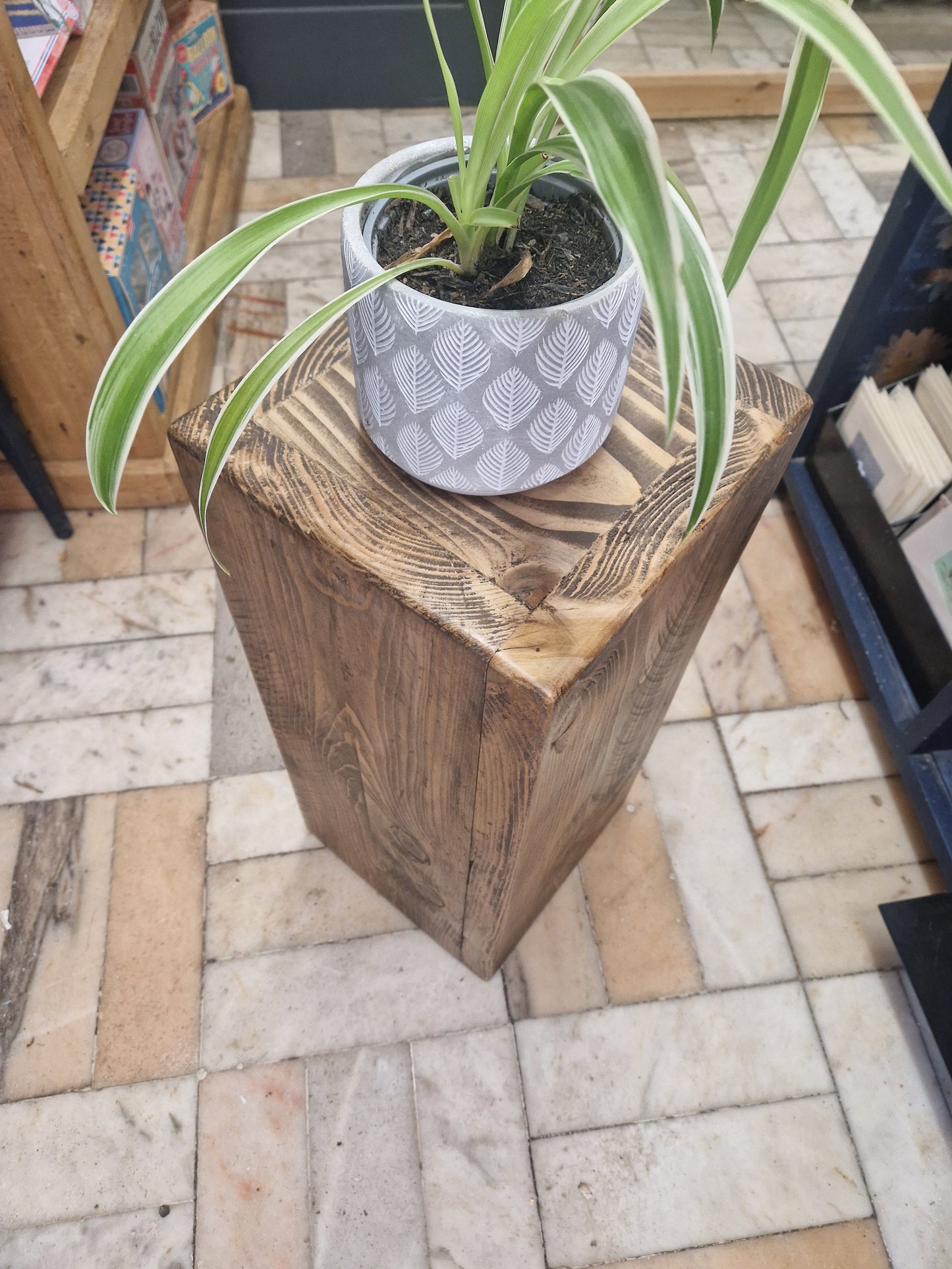 2 WOODEN RUSTIC Pilar Tables | Pair of Square PLANT pot stands, Bedside Hallway Entrance tidy, Sofa side table. Custom Size and Colour