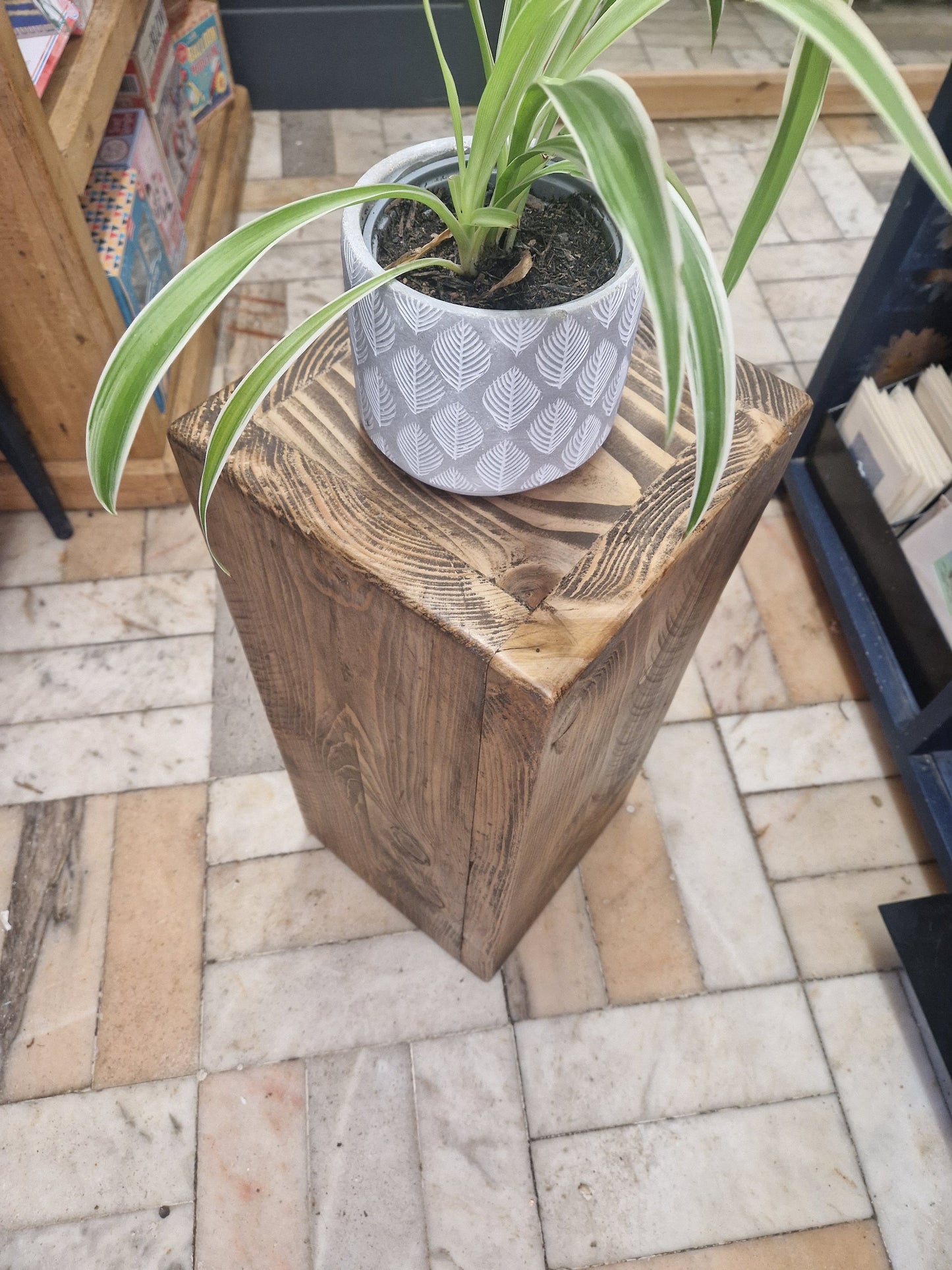 WOODEN RUSTIC Pilar Tables Square PLANT pot stands, Bedside Hallway Entrance tidy, Sofa side table. Custom Size and Colour