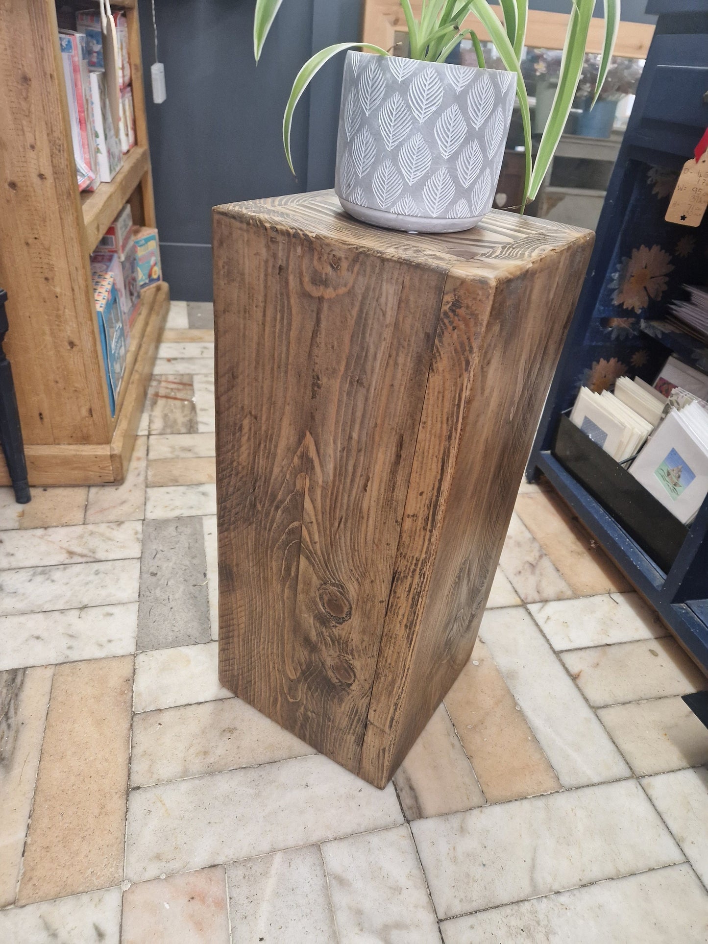 2 WOODEN RUSTIC Pilar Tables | Pair of Square PLANT pot stands, Bedside Hallway Entrance tidy, Sofa side table. Custom Size and Colour