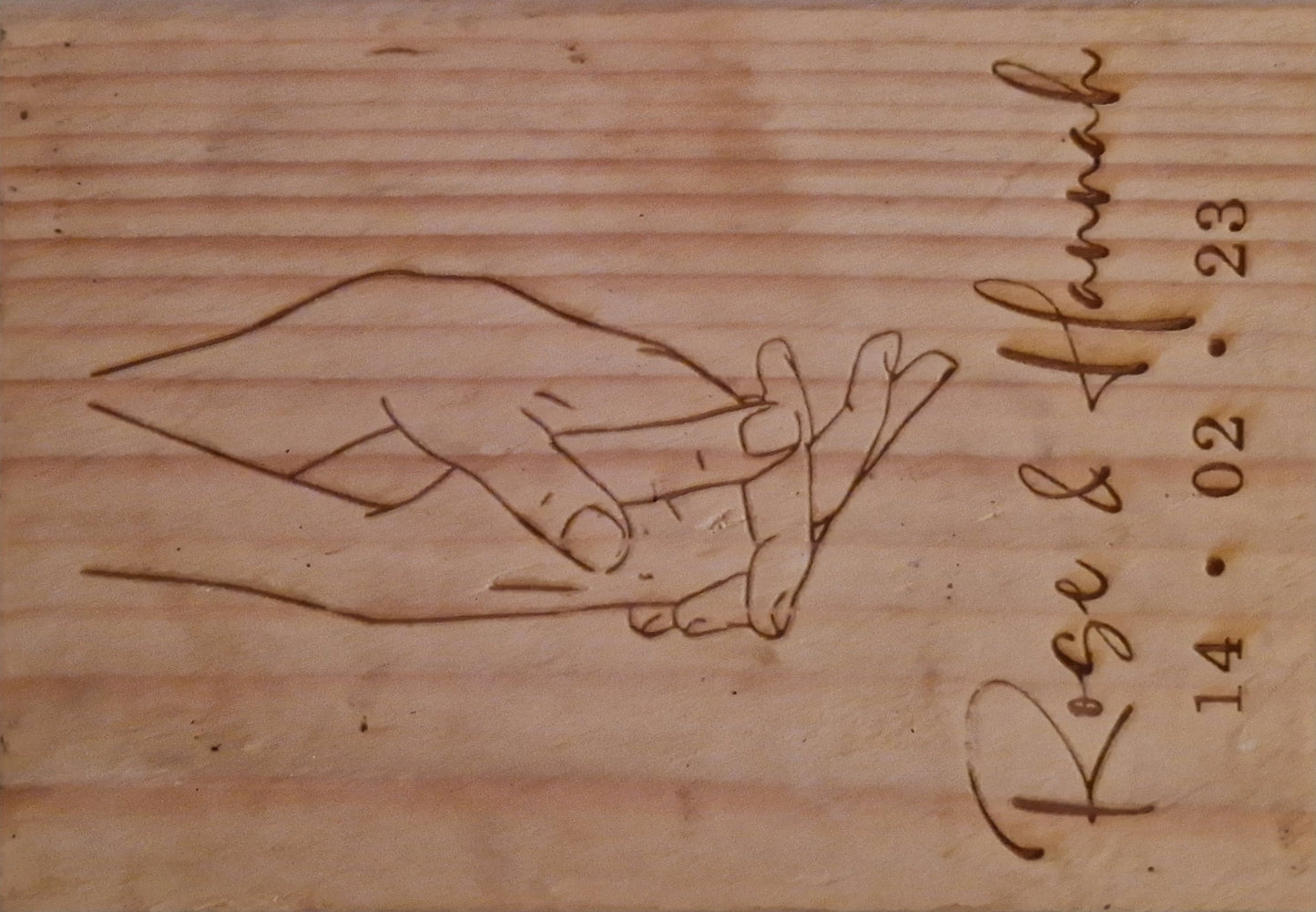 Valentines Anniversary Personalised engraved 3 wooden book stack couple holding hands, Names and date personalise Live Laugh Love