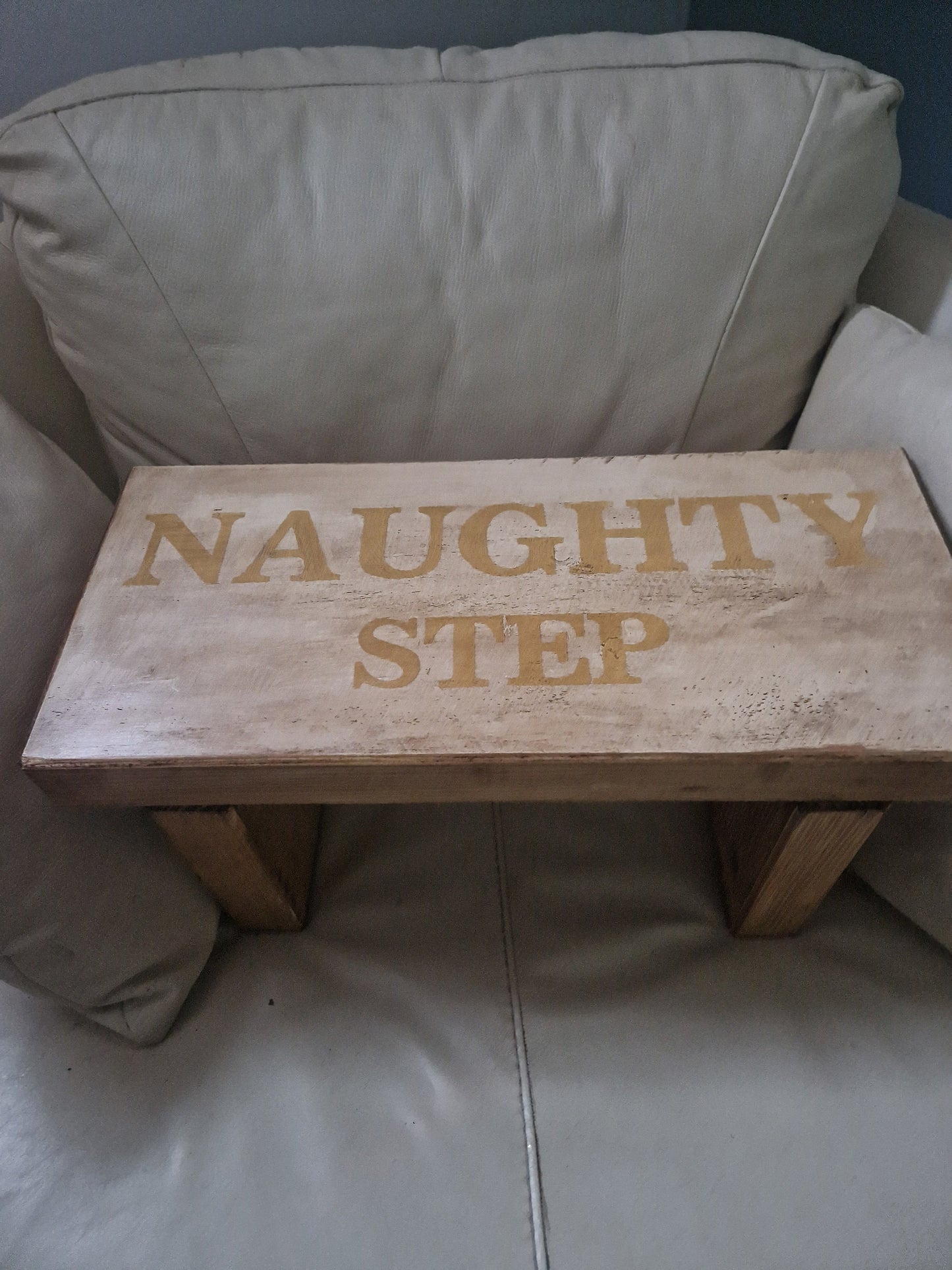 Naughty Step, solid aged wood naughty step handmade and painted vintage styling. Sturdy Build step quirky stool