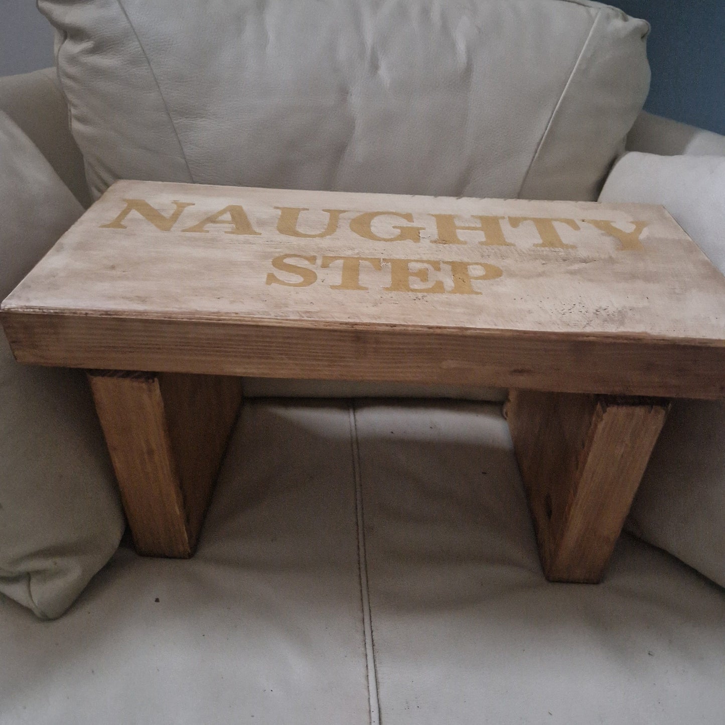 Naughty Step, solid aged wood naughty step handmade and painted vintage styling. Sturdy Build step quirky stool