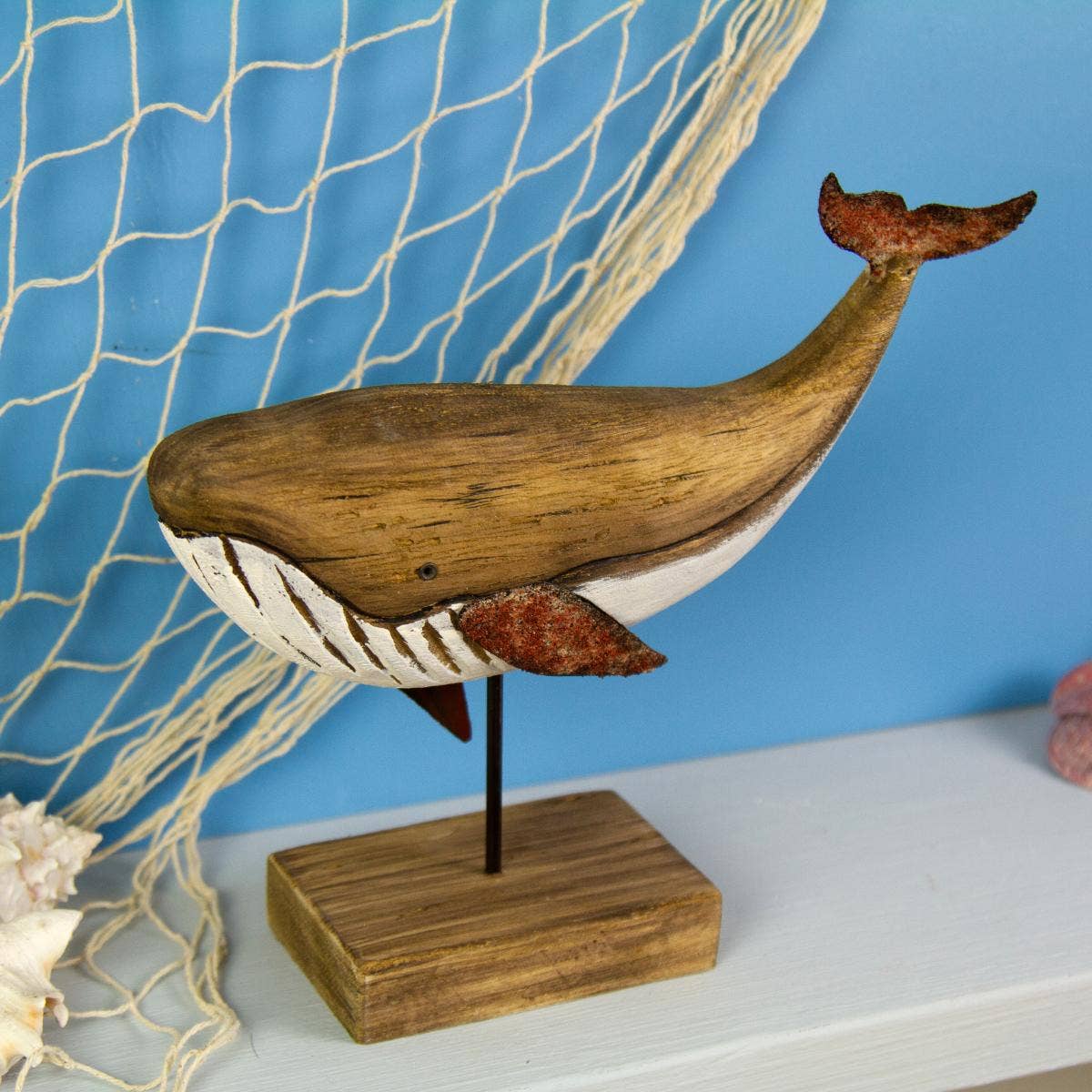 Rusty Whale on Stand Small