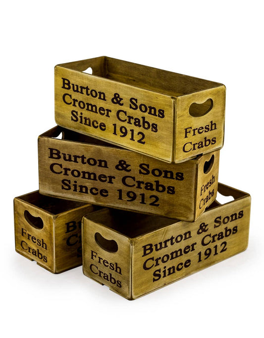 Antiqued "Cromer Crabs" Wooden Boxes