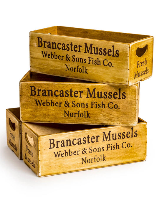 Antiqued "Brancaster Mussels" Wooden Box 1 Box Supllied