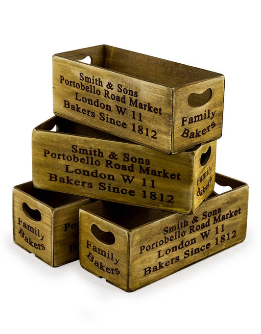 Antiqued "Portobello Road Market" Wooden Boxes