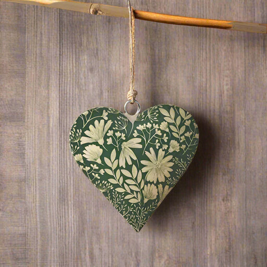 Green Floral Hanging Heart