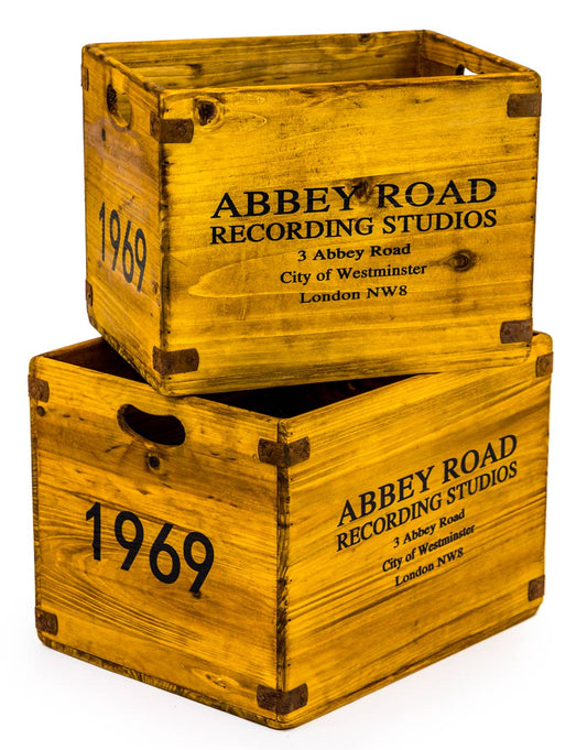 Antiqued Wooden LP Record Storage Box Medium