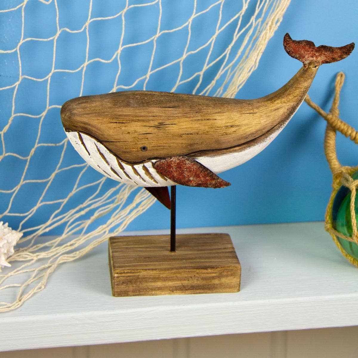 Rusty Whale on Stand Small