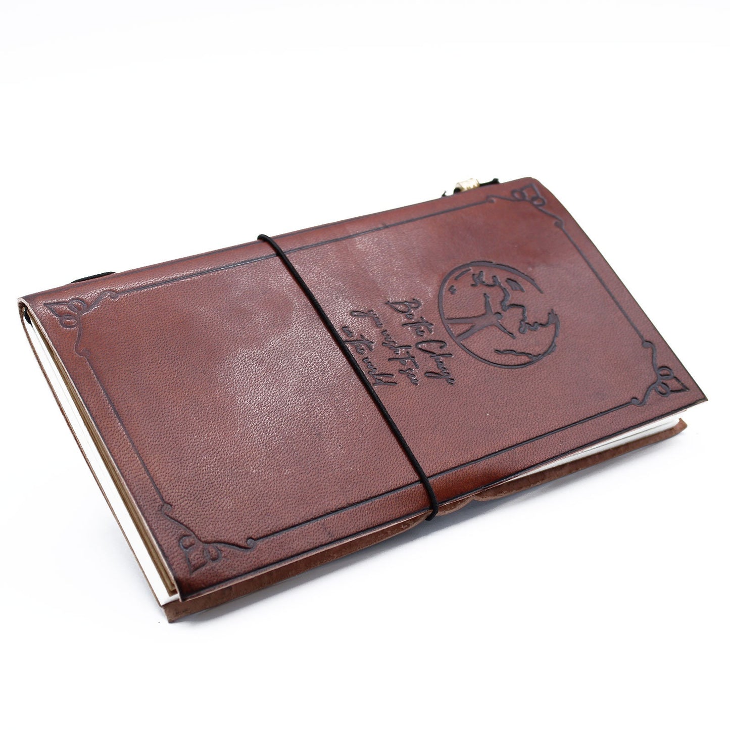 Handmade Leather Journal - Be the Change - Brown