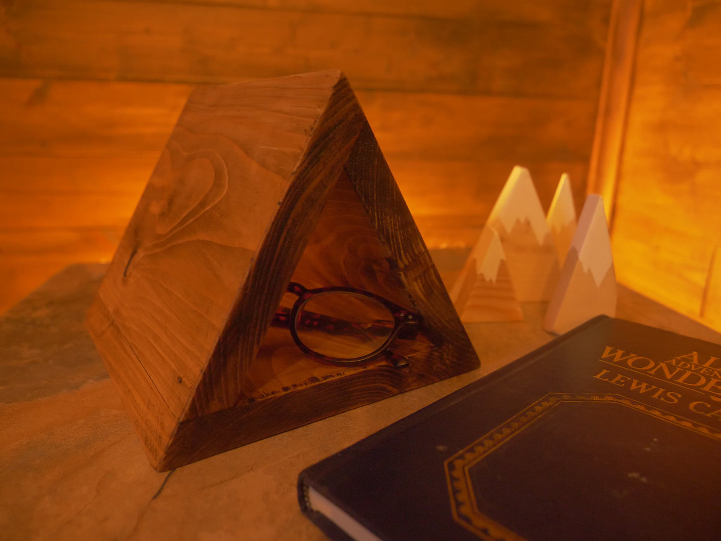 WOODEN Triangle BOOKREST | Book ORGANISER | Bedside table phone stand rest and Glasses Stylish page saver Handmade personalised Gift