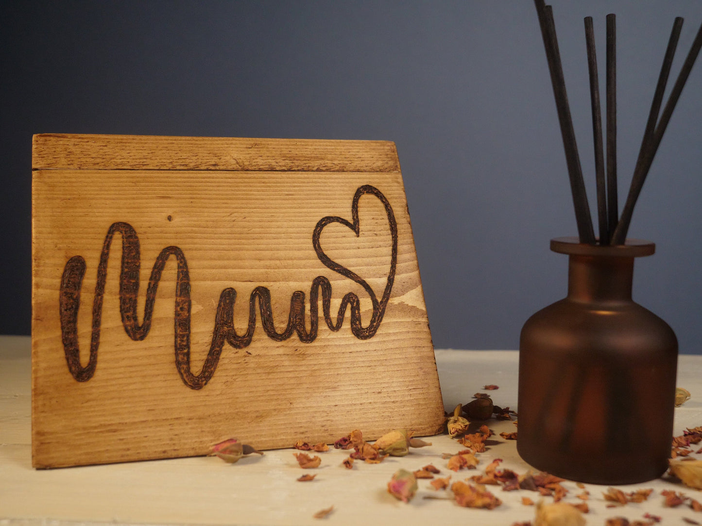 MUM Wooden BOOKREST - Mothers Bookmark, page saver - Handmade Bedside table ORGANISER, Glasses & Phone Stand night light Mothers Day