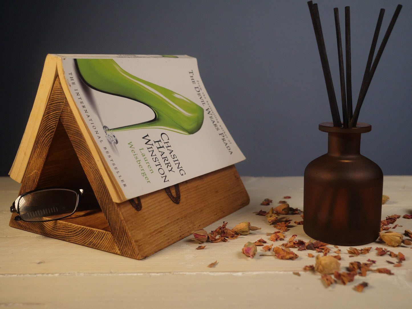 MUM Wooden BOOKREST - Mothers Bookmark, page saver - Handmade Bedside table ORGANISER, Glasses & Phone Stand night light Mothers Day