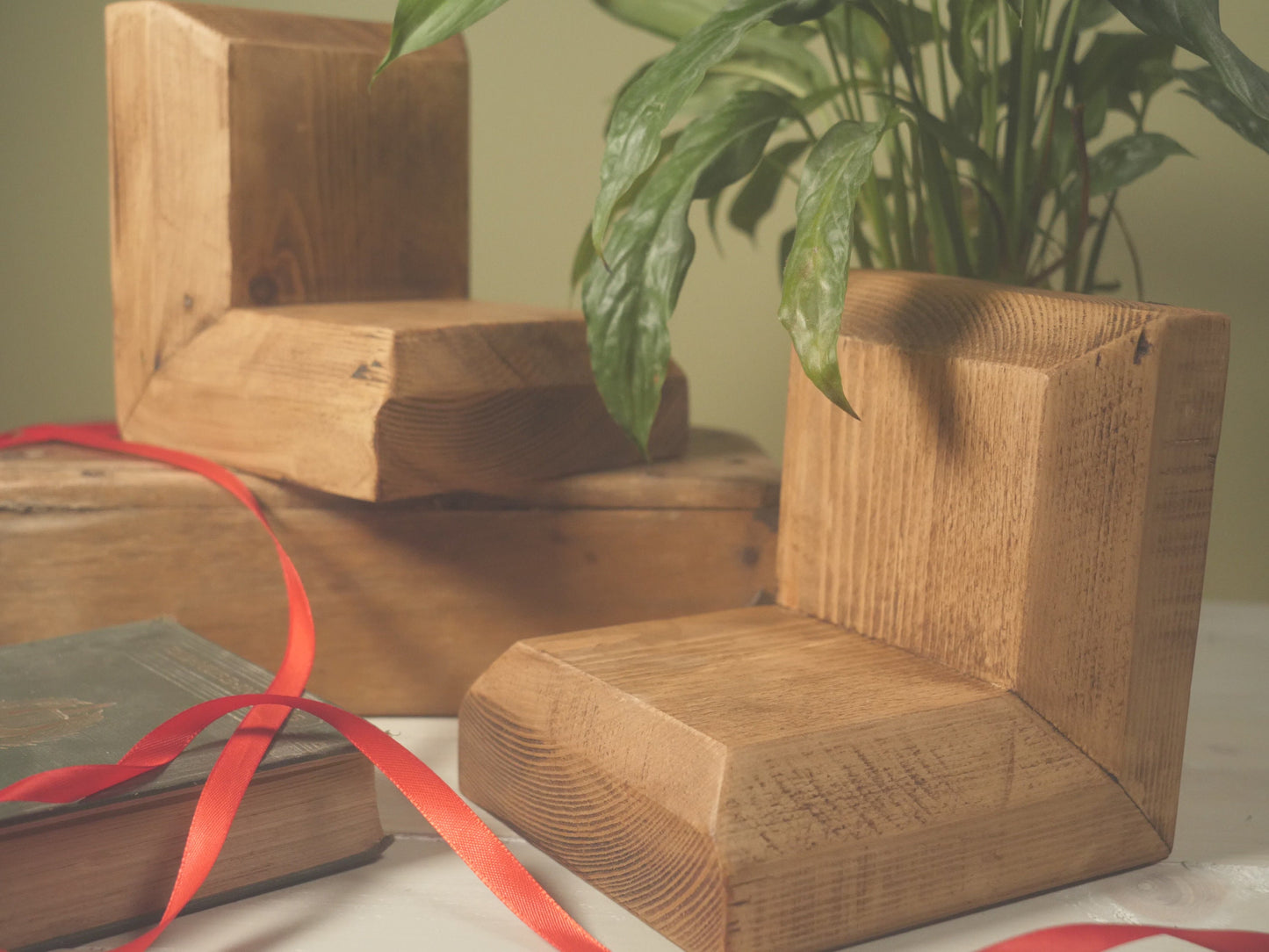 Chunky Rustic Wooden Bookends