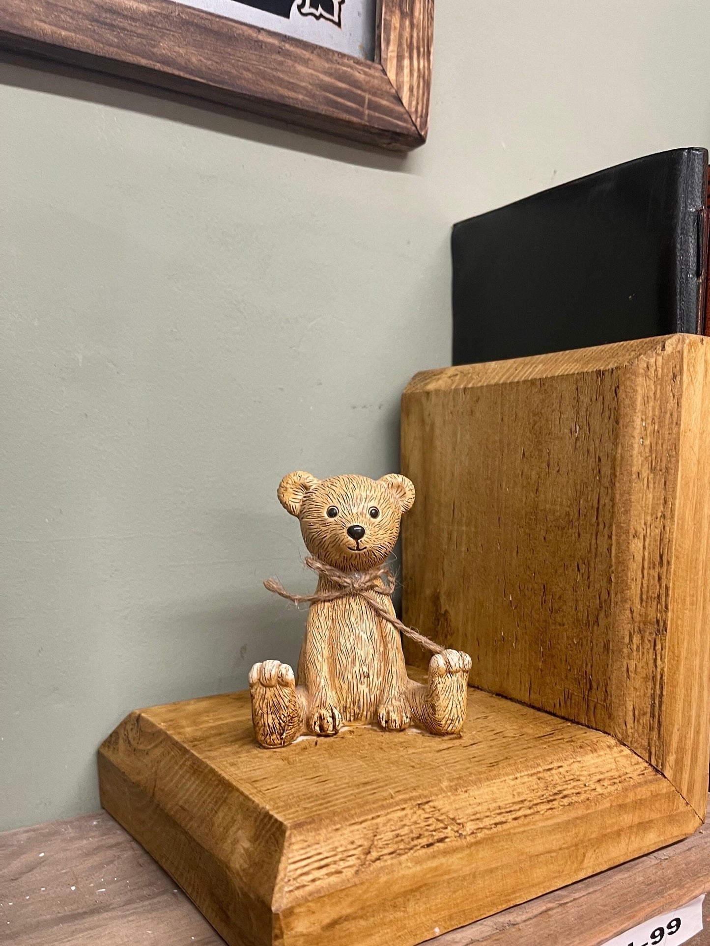 Rustic Bear Wooden BOOKENDS | country home décor sturdy book ORGANISER accessories vintage natural design colour options perfect gift