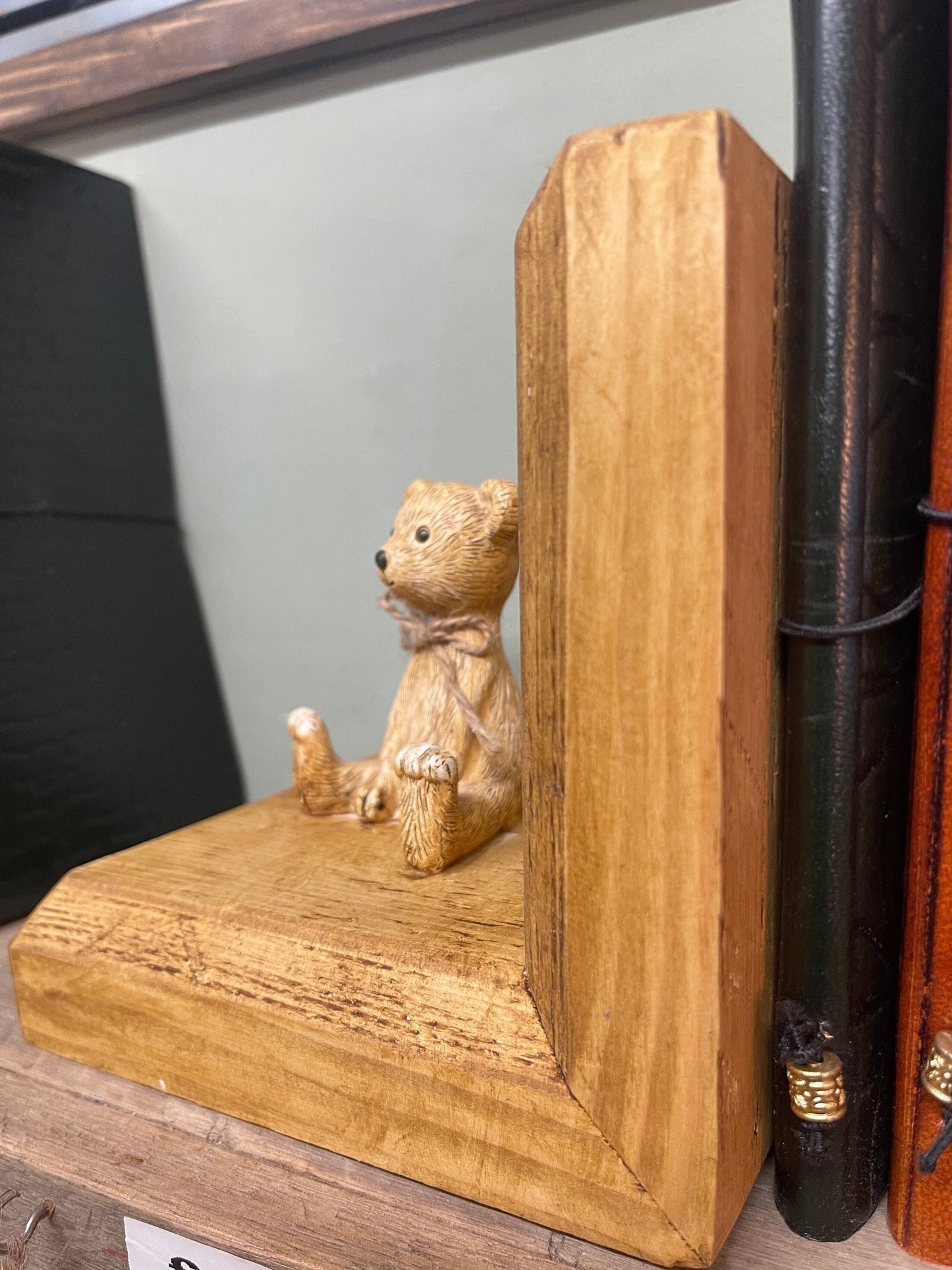 Rustic Bear Wooden BOOKENDS | country home décor sturdy book ORGANISER accessories vintage natural design colour options perfect gift