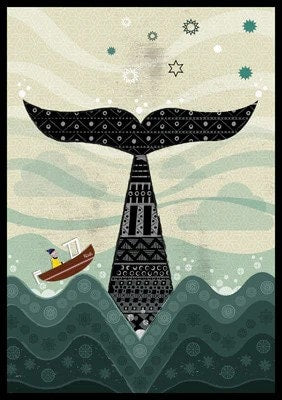 Diving Whale Retro Greeting Card Blank Inside 120 x 170mm