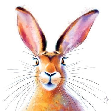 Peekaboo Hare Art Card Blank Inside 160 x 160mm