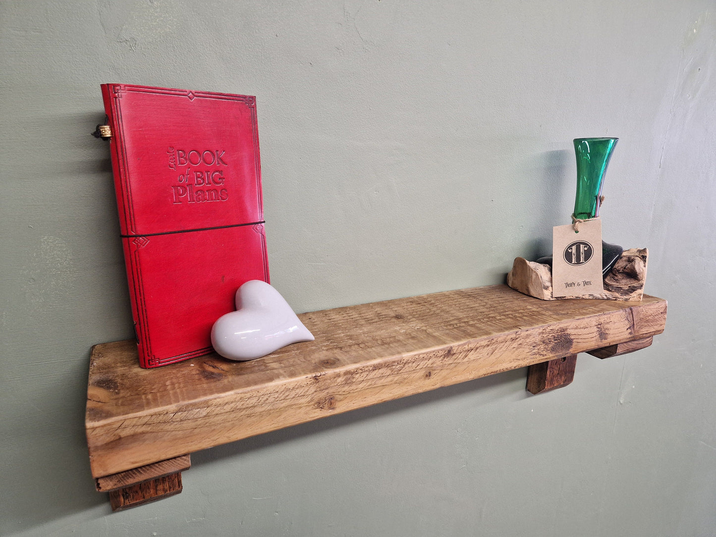 Thick Rustic Wooden Shelf wood support brackets custom size