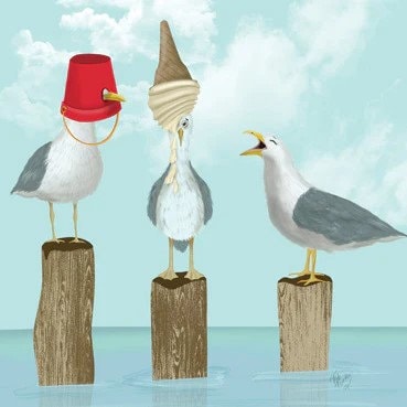 Trio of Seagulls Greetings Card Blank Inside 160 x 160mm