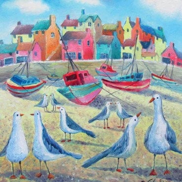 Seagull Party Art Card Blank Inside 160 x 160mm
