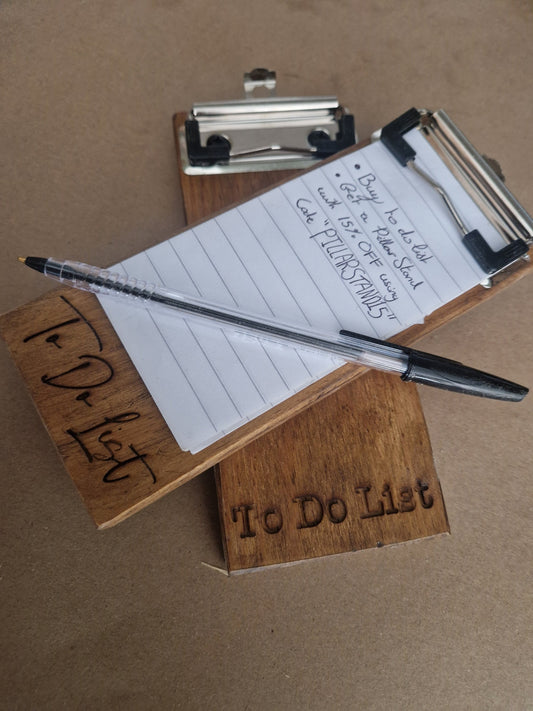 Wooden To Do List clip pad note taking engraved shopping check list - personalisation available Just ask