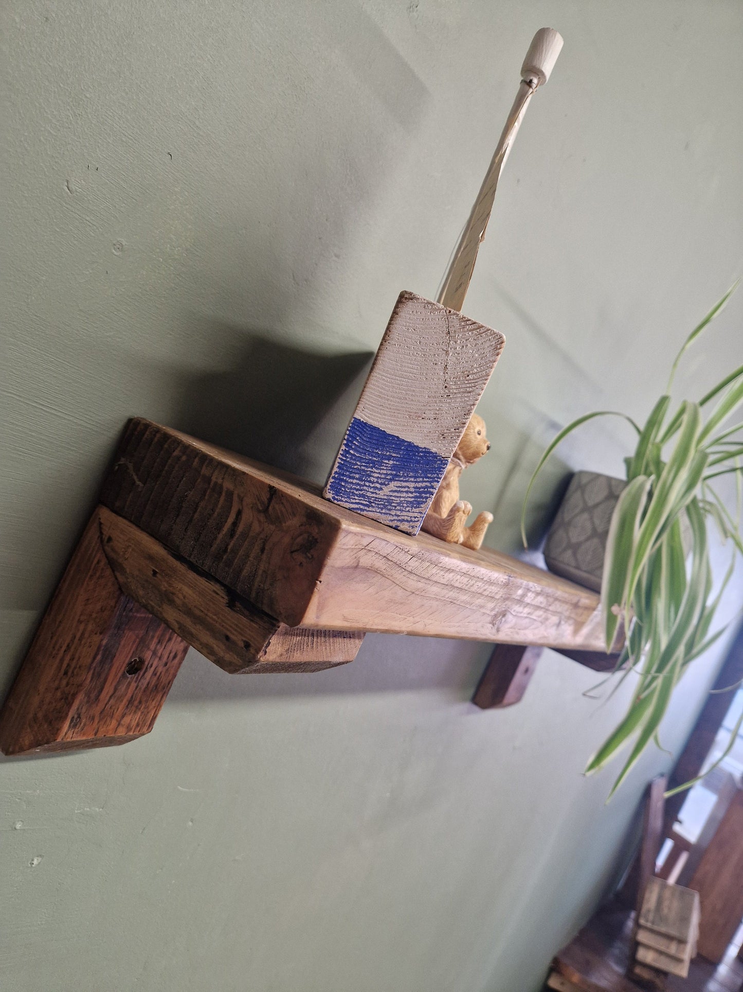 Thick Rustic Wooden Shelf wood support brackets custom size