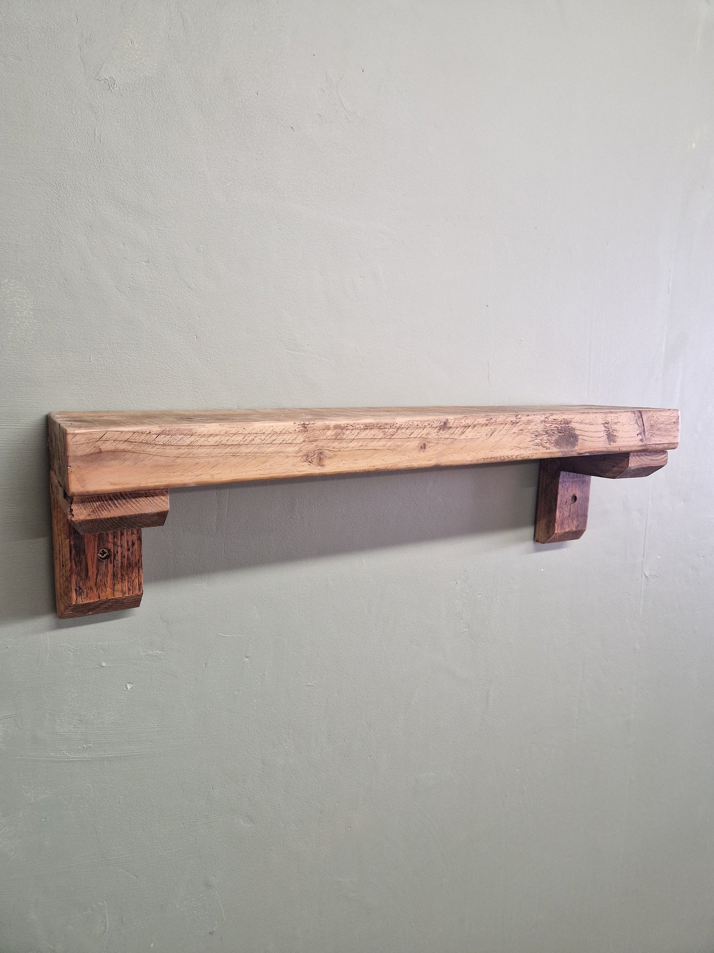Thick Rustic Wooden Shelf wood support brackets custom size