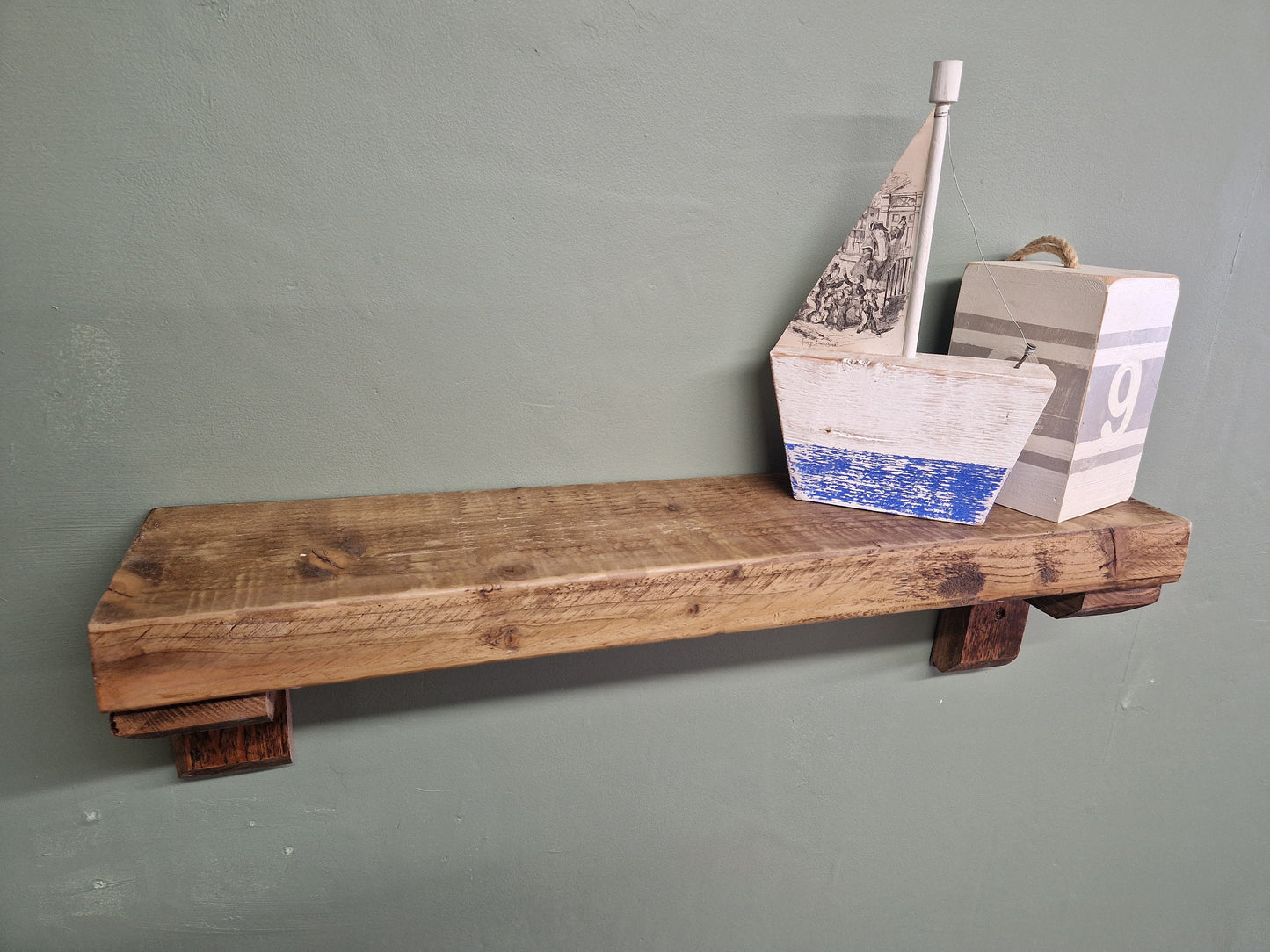 Thick Rustic Wooden Shelf wood support brackets custom size