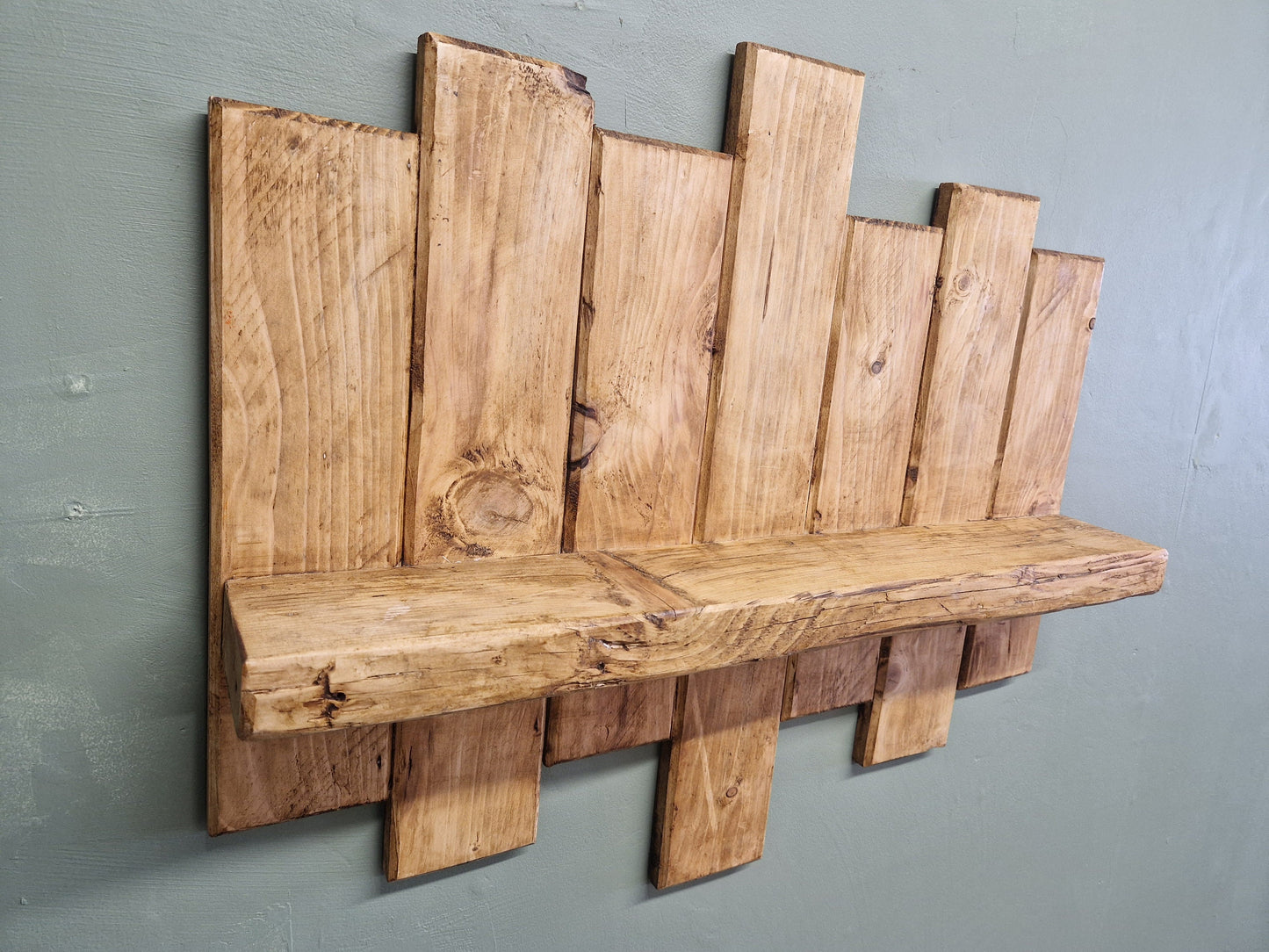 Floating wood panel Shelf rustic reclaimed pallet style shiplap wall decor storage